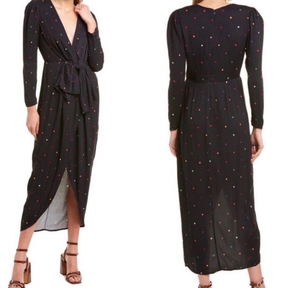 NWT FARM Rio Black Dots Midi Dress Size Large